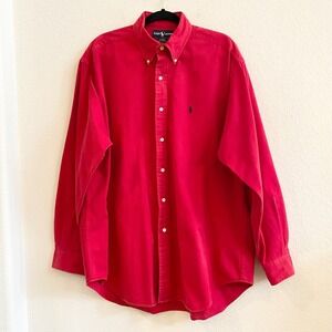 Ralph Lauren Mens Red Blaire Button Down Long Sleeve Shirt‎ Size L